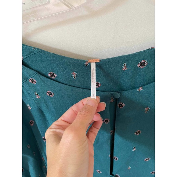 Free People BOHO Romper Teal Green Size Large - Picture 8 of 10